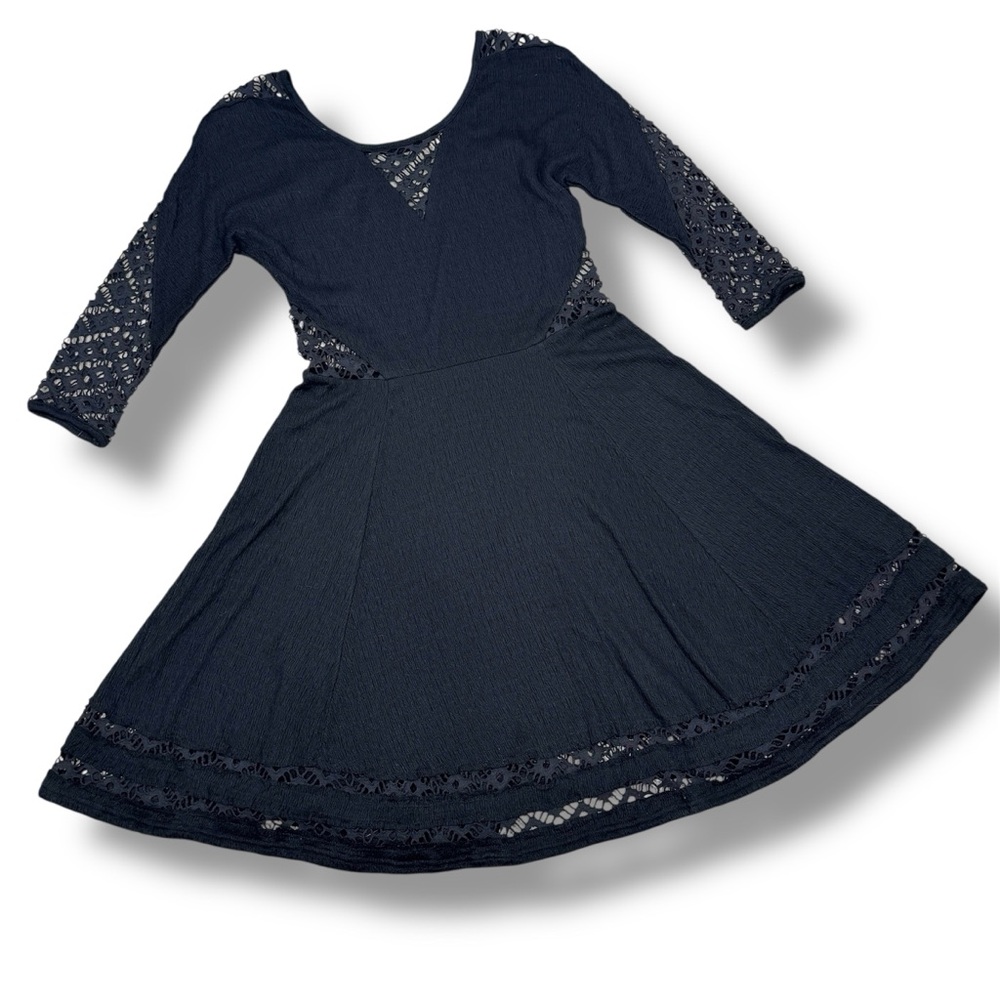Free People To The Point Lace Cutouts Stretch Skater Dress Black‎ Small Gothic - Picture 14 of 14